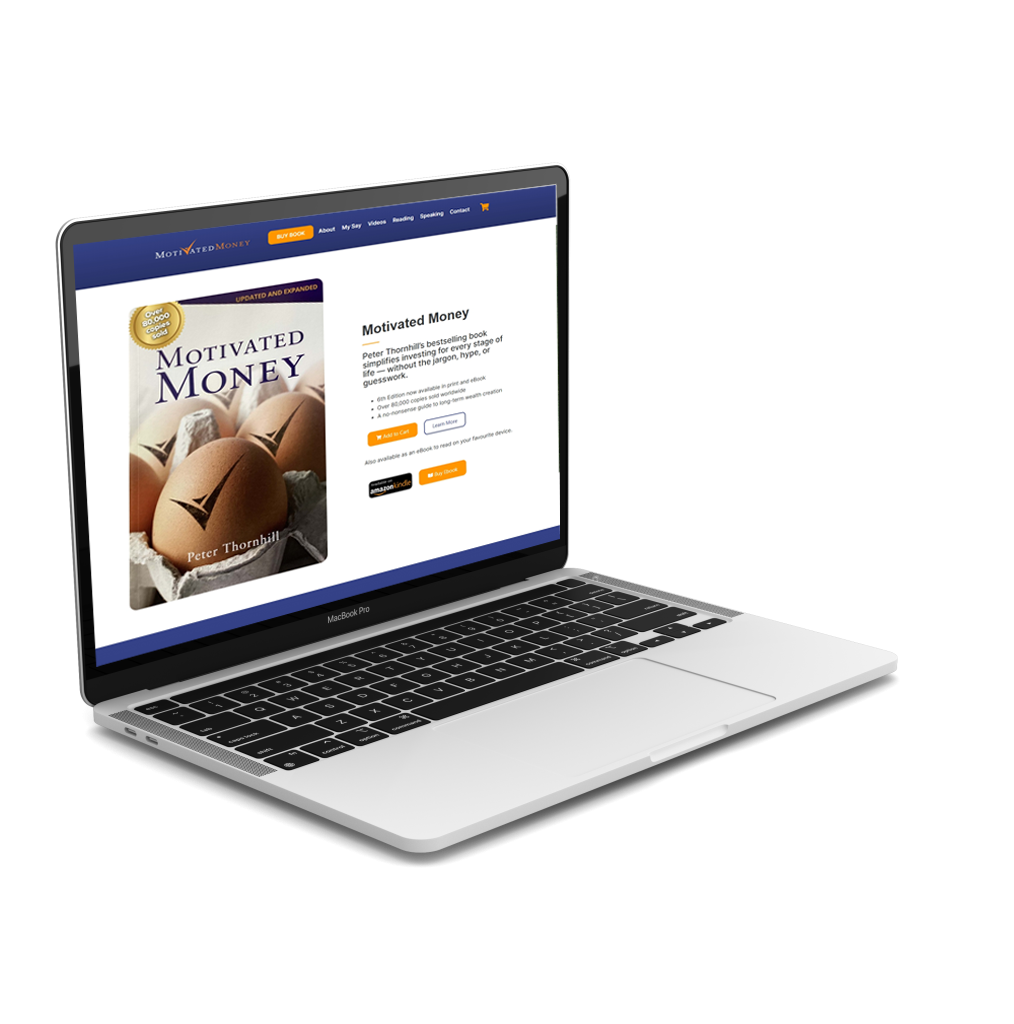 Laptop showing newly designed e-commerce website for Motivated Money. Designed by Ballina web design agency The Design Space