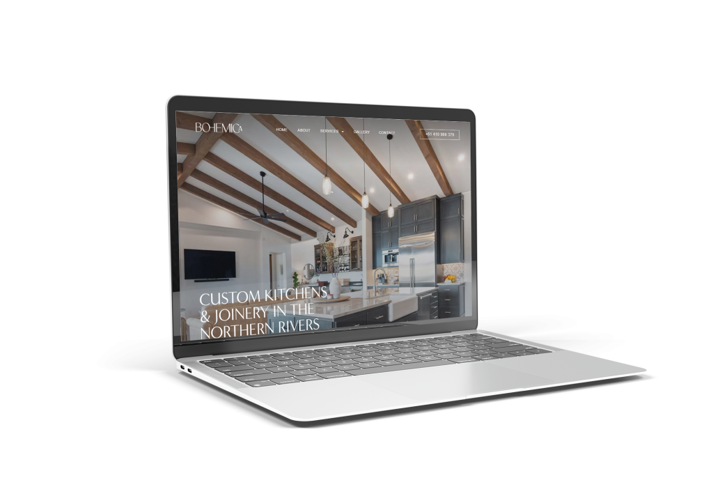 laptop showing website ux design for bohemica joinery a northern rivers joinery studio